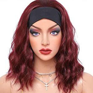 Morica Auburn Wavy Bob Headband Wig 14 " New